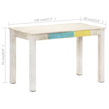 Dining Table White 120x60x76 cm Solid Mango Wood