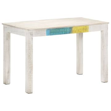 Dining Table White 120x60x76 cm Solid Mango Wood