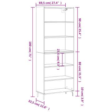 Highboard Grey Sonoma 69.5x32.5x180 cm Engineered Wood