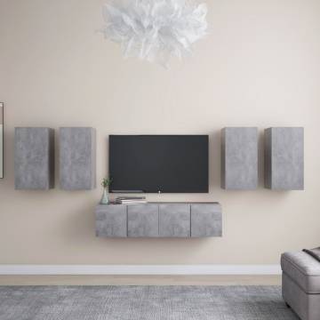 6 Piece TV Cabinet Set Concrete Grey Engineered Wood