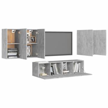 6 Piece TV Cabinet Set Concrete Grey Engineered Wood