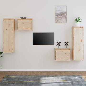 TV Cabinets 4 pcs Solid Wood Pine