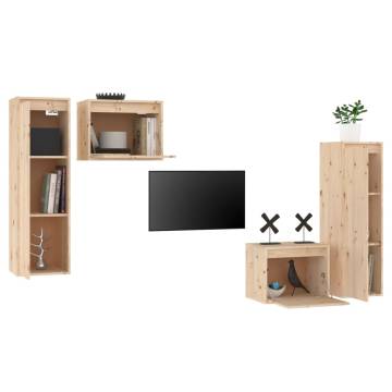 TV Cabinets 4 pcs Solid Wood Pine