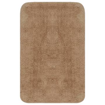 Bathroom Mat Set 3 Pieces Fabric Beige