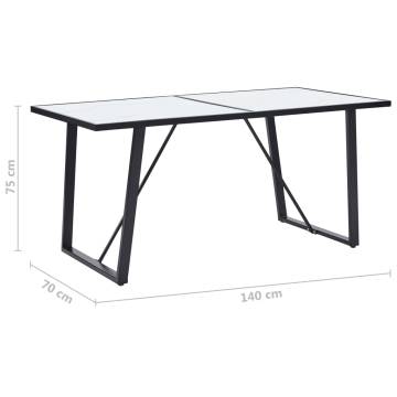 Dining Table White 140x70x75 cm Tempered Glass