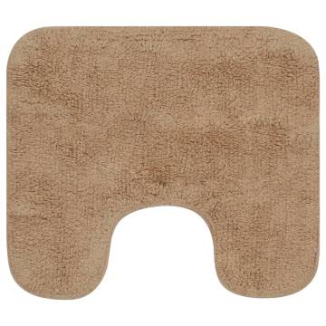 Bathroom Mat Set 3 Pieces Fabric Beige