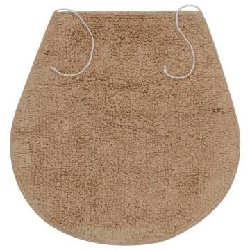 Bathroom Mat Set 3 Pieces Fabric Beige