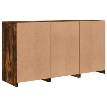 Sideboard with LED Lights Smoked Oak 123x37x67 cm