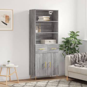 Highboard Grey Sonoma 69.5x34x180 cm Engineered Wood