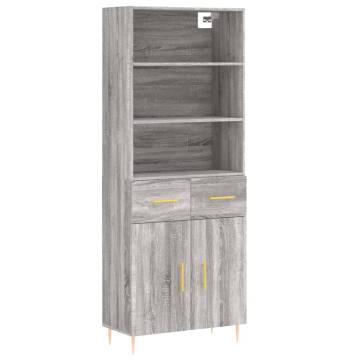 Highboard Grey Sonoma 69.5x34x180 cm Engineered Wood