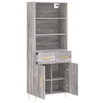 Highboard Grey Sonoma 69.5x34x180 cm Engineered Wood