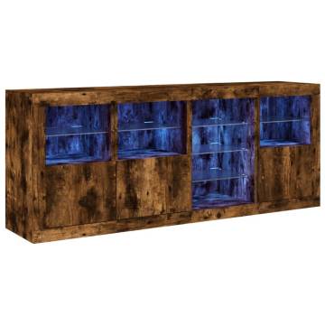 Sideboard with LED Lights Smoked Oak 164x37x67 cm