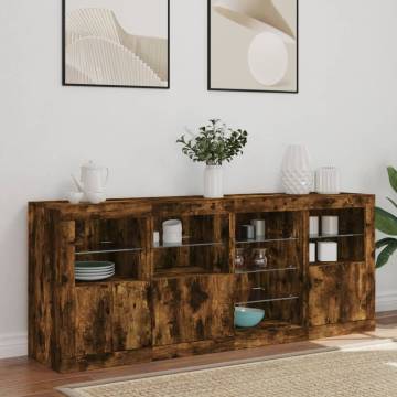 Sideboard with LED Lights Smoked Oak 164x37x67 cm