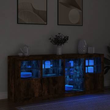 Sideboard with LED Lights Smoked Oak 164x37x67 cm