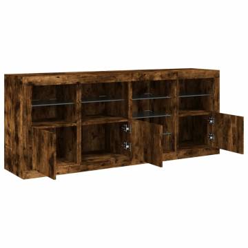 Sideboard with LED Lights Smoked Oak 164x37x67 cm