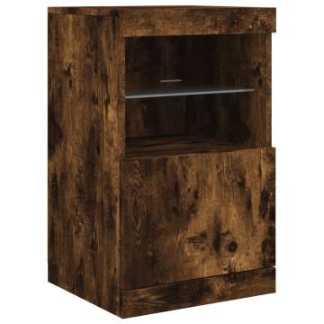 Sideboard with LED Lights Smoked Oak 164x37x67 cm