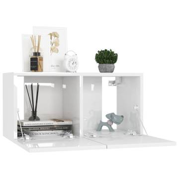 3 Piece TV Cabinet Set High Gloss White Engineered Wood