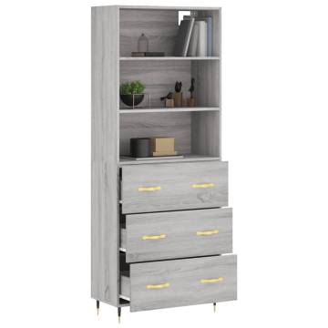 Highboard Grey Sonoma 69.5x34x180 cm Engineered Wood