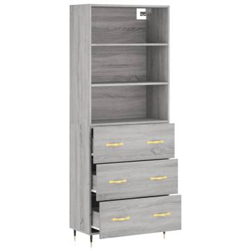 Highboard Grey Sonoma 69.5x34x180 cm Engineered Wood