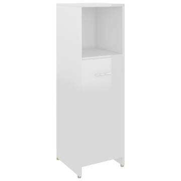 Bathroom Cabinet High Gloss White 30x30x95 cm Engineered Wood