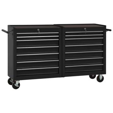 Tool Trolley with 14 Drawers Steel Black (147185+147186)