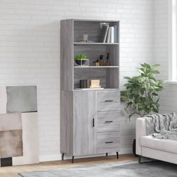 Highboard Grey Sonoma 69.5x34x180 cm Engineered Wood