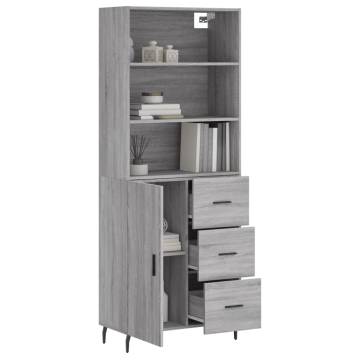 Highboard Grey Sonoma 69.5x34x180 cm Engineered Wood