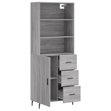 Highboard Grey Sonoma 69.5x34x180 cm Engineered Wood