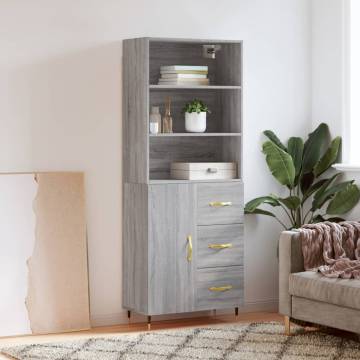 Highboard Grey Sonoma 69.5x34x180 cm Engineered Wood