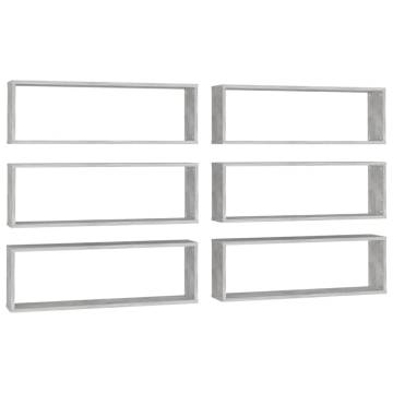 Wall Cube Shelf 6 pcs Concrete Grey 80x15x26.5 cm Engineered Wood