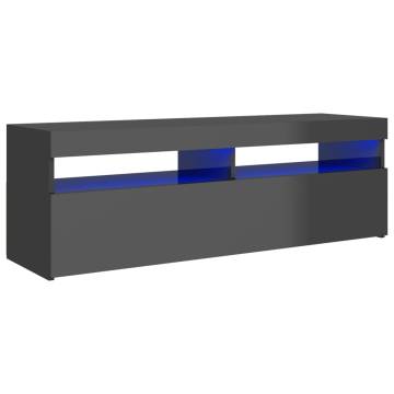 TV Cabinet with LED Lights High Gloss Grey 120x35x40 cm