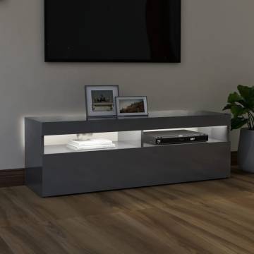 TV Cabinet with LED Lights High Gloss Grey 120x35x40 cm