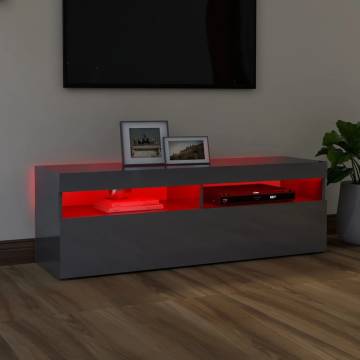 TV Cabinet with LED Lights High Gloss Grey 120x35x40 cm