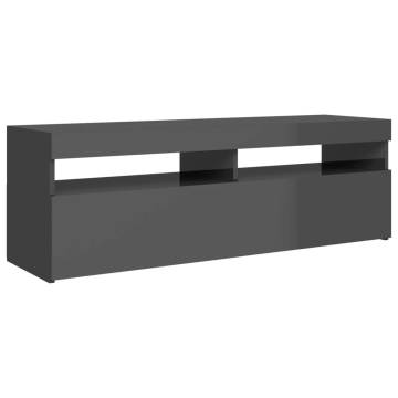 TV Cabinet with LED Lights High Gloss Grey 120x35x40 cm