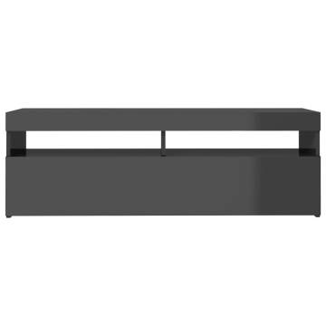 TV Cabinet with LED Lights High Gloss Grey 120x35x40 cm