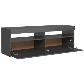 TV Cabinet with LED Lights High Gloss Grey 120x35x40 cm