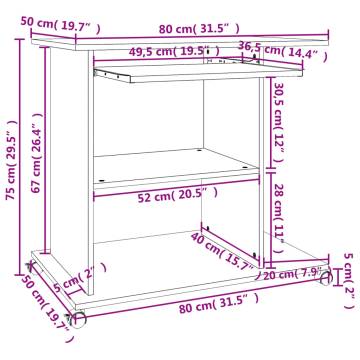 Computer Desk High Gloss Grey 80x50x75 cm Engineered Wood