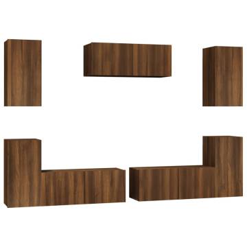 7 Piece TV Cabinet Set Brown Oak Engineered Wood