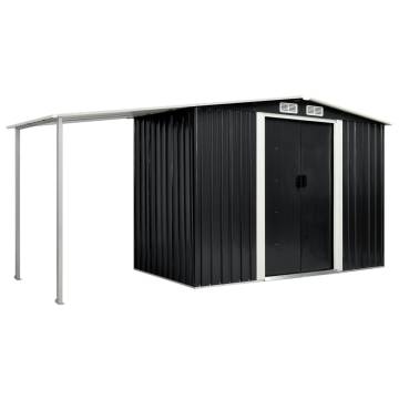 Garden Shed with Sliding Doors Anthracite 386x131x178 cm Steel