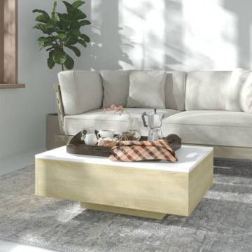 Coffee Table White and Sonoma Oak 85x55x31 cm Engineered Wood