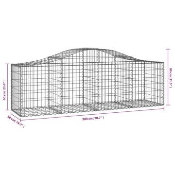 Arched Gabion Baskets 12 pcs 200x50x6080 cm Galvanised Iron