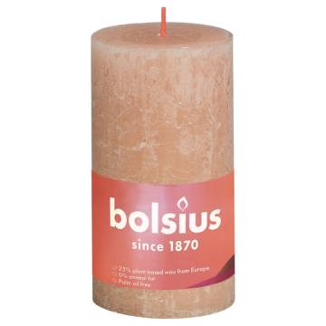 Bolsius Rustic Pillar Candles Shine 4 pcs 130x68 mm Misty Pink