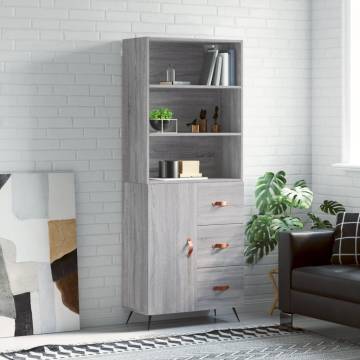 Highboard Grey Sonoma 69.5x34x180 cm Engineered Wood