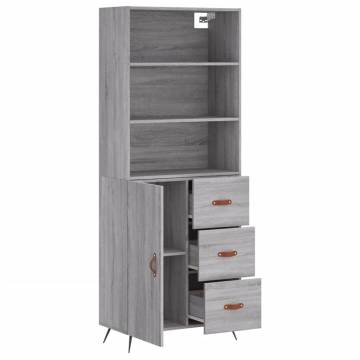 Highboard Grey Sonoma 69.5x34x180 cm Engineered Wood