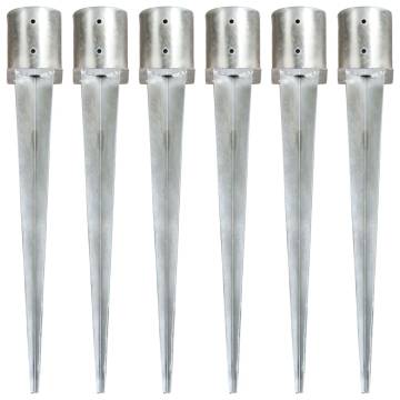 Ground Spikes 6 pcs Silver 12x91 cm Galvanised Steel