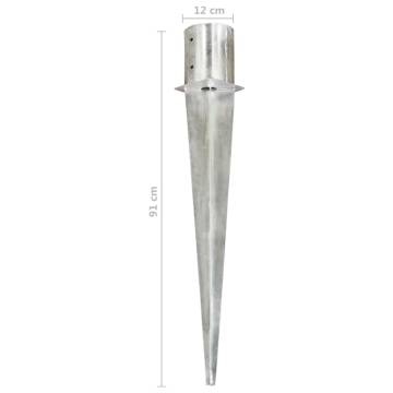 Ground Spikes 6 pcs Silver 12x91 cm Galvanised Steel