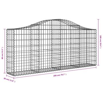 Arched Gabion Baskets 18 pcs 200x30x80100 cm Galvanised Iron