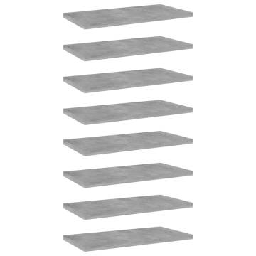 Bookshelf Boards 8 pcs Concrete Grey 40x20x1.5 cm Engineered Wood