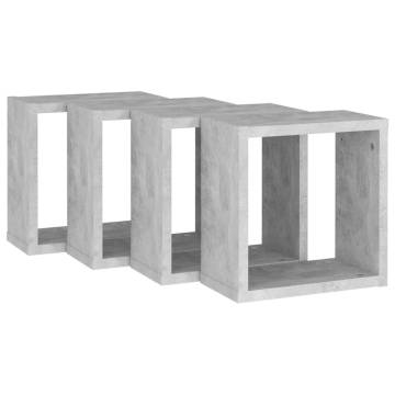 Wall Cube Shelves 4 pcs Concrete Grey 30x15x30 cm