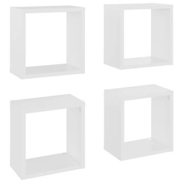 Wall Cube Shelves 4 pcs White 26x15x26 cm